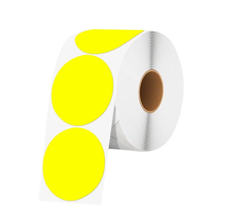 Yellow Round 50mm x 50mm Thermal Labels