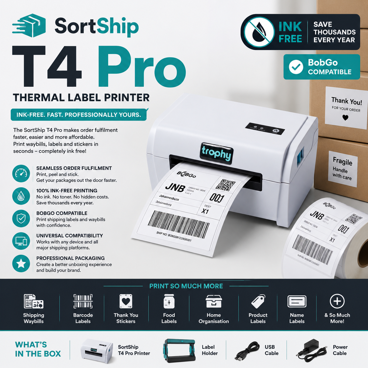 T4 Pro SortShip Thermal Printer : The Smart, Ink-Free Shipping Printer