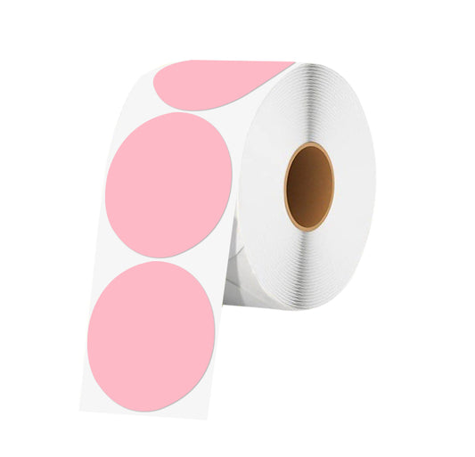 Pink Round 50mm x 50mm Thermal Labels